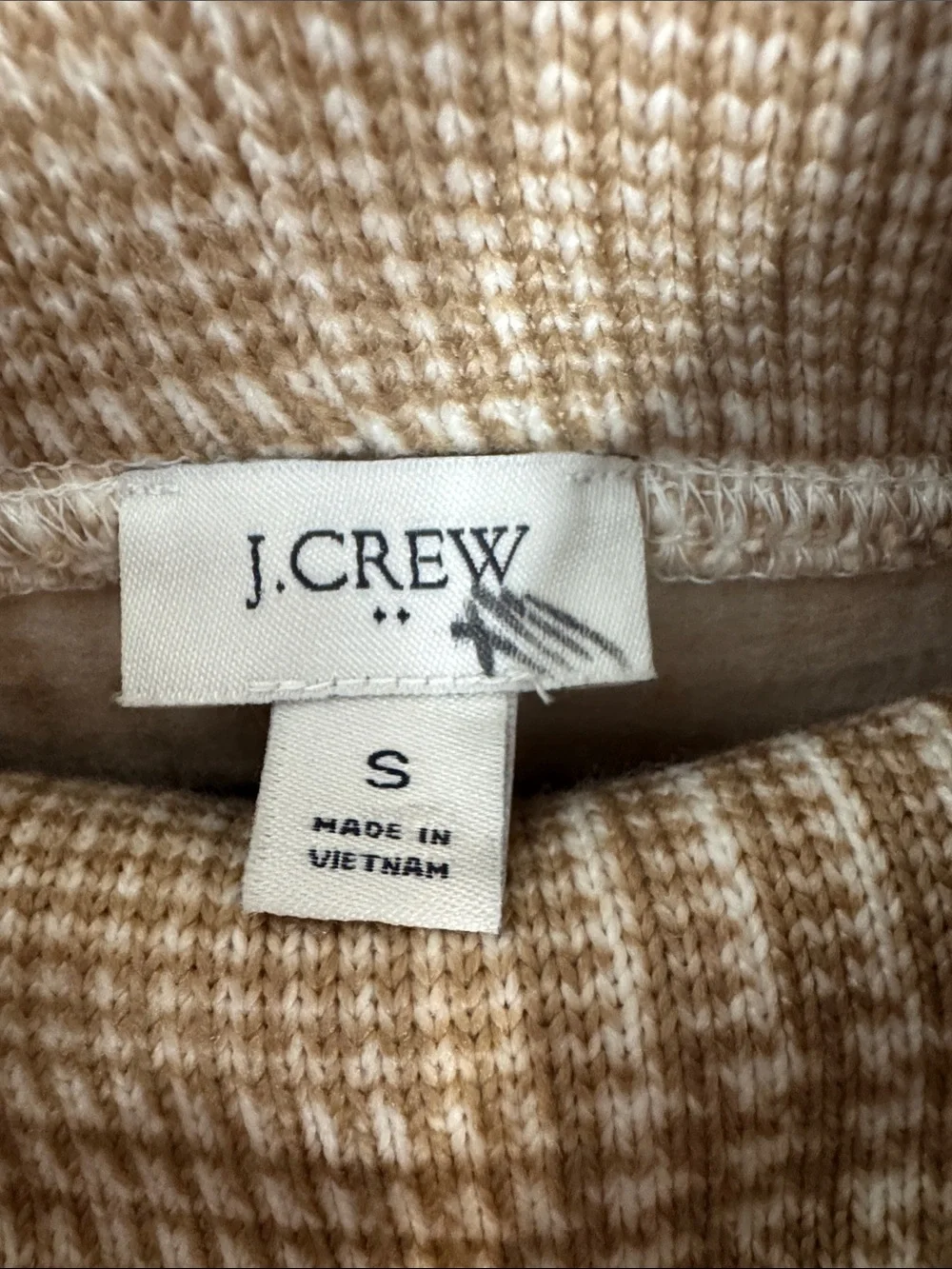J. Crew Beige and Cream Plaid Turtleneck Sweater N0238